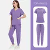 Uniformes Médicos Stretch, Roupas de Lavar à Mão de Manga Curta para Sala de Cirurgia, Tops Femininos, Roupas de Trabalho, Uniformes de Enfermagem, Roupas Cirúrgicas para Doutores, Roupas de Enfermagem