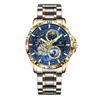 Mar Estelar (Globo) Reloj Mecánico Totalmente Automático Luminoso Resistente al Agua para Hombre-8950