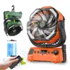 Ventilador Exterior Transfronterizo Portátil Gran Capacidad Velocidad Continua Carga Ventilador de Camping Iluminación para Tienda de Campaña de Pesca