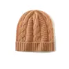 Cachemira Otoño/Invierno 2026 Nuevo Gorro de Punto Grueso Cálido de Color Sólido de Cable de Alta Gama para Mujer, Moda Casual