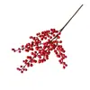 Simulação 5 Garfos Vermelho Amora Feijão Vermelho Galho Fruta da Sorte Espuma Fruta Vermelha Frutas Glaceadas Adereços de Foto Galho de Feijão Vermelho Frutas de Feijão Vermelho