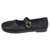 Elegantes zapatos de mujer de punta fina, versátiles zapatos pequeños de piel, nueva colección primavera y otoño 2026, zapatos Mary Jane de suela plana con una sola tira y suela blanda