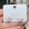 Pendientes de Flor de Cinco Pétalos con Bloques de Color, Circonita y Perla, Pendientes de Flor para Mujer, Pendientes de Moda y Elegantes con un Toque de Lujo, Fábrica Mayorista