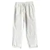 Pantalones de Lino Retro Estilo Japonés para Hombre Verano Delgados Sueltos Rectos Pantalones de Algodón Lino para Hombre Pantalones Casuales