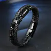 Pulsera popular europea y americana de acero inoxidable y cuero, accesorios metálicos, pulsera de cuero, pulsera de hombre, joyería