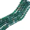 Ágata Listrada Verde Natural Contas Redondas Ágata Verde Contas Soltas Enroladas em Seda Acessórios para Brincos Pulseira DIY Feitos à Mão