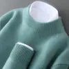 Cardigã Masculino 100% Lã Pura Suéter Pulôver Gola Alta Meia Outono e Inverno Novo Malha Solta Camada Base Suéter de Caxemira