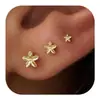 Pendientes de Latón con Baño de Oro Real Transfronterizos Europeos y Americanos de Mini Estrella de Mar y Mariposa para Mujer Pendientes de Estilo de Lujo Ligero de Nicho