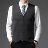 Cardigã xadrez de inverno masculino de abotoamento simples, colete versátil sem mangas para homens de meia-idade
