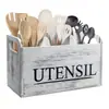 Caja de Almacenamiento de Madera Maciza para Utensilios de Cocina del Hogar, Caja de Almacenamiento Dividida, Estante de Almacenamiento para Artículos Varios de Escritorio, Caja de Almacenamiento Cuadrada