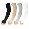 Mangas para brazos de seda de hielo al por mayor, protección solar, longitud larga y extendida, protección UV de verano para mujer, enfriamiento al aire libre, mangas para brazos para hombre