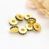 Pulsera de Cristal Color Oro de 18k Accesorios Incrustados con Pedrería Abalorio de Agujero Grande Espaciador Junta Disco Abalorio DIY Anillo