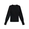 Ropa de Abrigo para Mujer de Primavera Ajustada de Manga Larga Suéter Tejido Top Corto Sexy Escote en V Cruzado Camisa Base