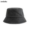 Sombrero de Pescador para Mujer Japonés Combinable Denim Lavado Viejo Sombrero de Cubeta para Hombre Viaje al Aire Libre Protección Solar Sombrero de Cubeta para Pareja