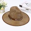 Big Eave Lazer Viagem Tecido Chapéu de Palha Moda Verão Guarda-sol Respirável Montanhismo Pesca Chapéu Western Denim Masculino Chapéu