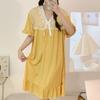 Camisón de verano de manga corta, pijama de oso de dibujos animados, holgado para mujer, talla grande, sencillo, largo, dulce para estar en casa, Mujer