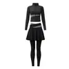 Conjunto Fitness Feminino Manga Longa Cardigan de Yoga Falso Conjunto de Duas Peças Calça Saia Cobertura de Defeitos Emagrecimento Alta Elasticidade Roupa para Corrida Yoga Conjunto de Duas Peças