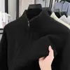 Suéter masculino Puyuan transfronteiriço com meio zíper, espessado para o inverno, tricô casual e quente, atacado em preto