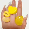 Yongge Jewelry Anillo de Resina Curvado con Borde Ancho Degradado Estilo Europeo y Americano Moda Ins Transparente Diamante Degradado Conjunto