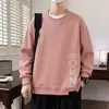 Nova blusa de moletom masculina para primavera e outono, casual e versátil, pulôver estiloso com gola redonda, camiseta estampada de manga longa tamanho grande