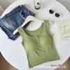Hot girl botão estilingue I- em forma de colete desgaste interno das mulheres com almofada no peito assentamento camisa beleza de volta curto sem mangas outerwear top