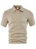 Roupas masculinas transfronteiriças europeias e americanas, verão leve solta respirável casual cor sólida jacquard tecido gola virada manga curta masculina camisa Polo