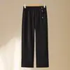 Calça Reta de Cashmere Sintético Outono para Mãe 2026 Outono/Inverno Nova Elegante Versátil Calça de Lã Wide Leg para Mulheres de Meia-Idade