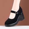 Suela Suave Cómodos Zapatos de Madre Zapatos Individuales para Trabajo de Hotel Zapatos Individuales con Cuña para Mujer Zapatos de Tacón Grueso con Suela Gruesa Zapatos de Tela de Pekín Antiguo