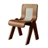 Mesa de Comedor para el Hogar de Lujo Ligero Estilo Francés Diseñador Silla Rattan Ocio Retro Creativa Silla de Maquillaje para Dormitorio