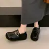 Mocasines de Suela Gruesa para Mujer sin Cordones Aumentadores de Altura Interior Cómodos Otoño Versátiles Dos Falsos Separados Zapatos Pequeños de Piel Usar Punta Gruesa 2026 Zapatos Individuales
