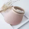 Sombrero de Paja de Estilo Coreano de Ala Ancha con Parte Superior Abierta para Actividades al Aire Libre, Protección Solar para la Playa, Sombrero de Paja Plegable para Mujer de Verano