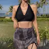 Nuevo Traje de Baño Europeo y Americano para Mujer para Meterse en Aguas Termales, Traje de Baño Dividido Adelgazante, Bikini Sexy con Push-Up, Playa de Aguas Termales para Mujeres