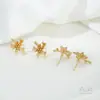 Aretes de Flor de Zirconio Chapados en Oro de 14K que Conservan el Color con Anillo Colgante de Trébol de Cuatro Hojas Accesorios para Aretes Hechos a Mano Materiales para Joyería de Oreja