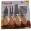 Mango de Madera de Acacia Cuchillo para Pizza Cuchillo para Mantequilla Caja de Regalo Negra Juego de 4 Piezas Acero Inoxidable Cuchillo para Queso Set Portátil