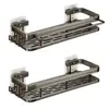 Estante de Almacenamiento Rectangular Gris Pistola Espacio Aluminio Cocina Baño Montaje en Pared Sin Taladro Estante de Baño