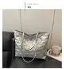 Bolsa de Mão Coreana Laço Coração de Menina Estilo Ins de Alta Qualidade Grande Capacidade Prata Bolsa de Ombro Bolsa Tote Transfronteiriça