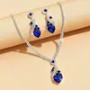 Nueva Joyería de Moda Hecha con Materiales Ecológicos, Conjunto de Collar y Aretes de Corazón de Alta Gama Incrustados con Diamantes, Conjunto de Collar de Corazón de Nicho