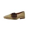 Sapatilhas Quadradas Florais Vintage de Nicho 2026 Nova Coleção Primavera Estilo Mori Slip-On Planas Sapatos Femininos Feitos à Mão para Combinar com Saias
