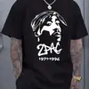 Camiseta Casual con Estampado para Hombre 180g Transfronteriza - Manga Corta, Cuello Redondo, Blanca con Diseño Estampado Negro, Estampado