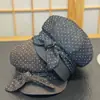 Gorra octagonal de estilo francés con lazo de lunares para mujer, hace que la cara se vea más pequeña, gorra de boina versátil, boina de pintor artística y moderna