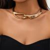 Joyería transfronteriza europea y americana collar de hebilla de metal abstracto estilo punk personalizado femenino geométrico dulce fresco cadena clavicular gargantilla