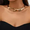 Collar abstracto punk transfronterizo europeo y americano para mujer con hebilla metálica geométrica estilo dulce y cool, cadena choker para clavícula