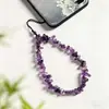 Cordão de celular de cristal amarelo natural para mulheres, pingente de corrente de celular de cascalho de ametista, pulseira de pulso, corrente de pendurar para celular anti-perda