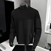 Camiseta Patchwork Desconstruída Americana Gola Redonda Manga Longa para Homem Outono Tendência Marca Solta Boxy Moletom Cor Sólida Camada Base Top