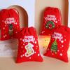 Bolsa de terciopelo rojo navideño en stock, venta al por mayor, bolsa de fruta segura, bolsa de almacenamiento con cordón de franela, bolsa de tela decorativa navideña
