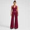 Conjunto de roupa de yoga transfronteiriço com gola halter e costas bonitas, conjunto de regata esportiva de secagem rápida para corrida ao ar livre e atividades de fitness