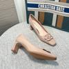 Zapatos de Moda Estilo Hada de Punta Cuadrada de Charol para Mujer 2025 Nuevos Celebridad Celebridad Tacones Altos para Mujer Tacones Gruesos