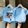 Camiseta de Manga Corta para Niños, Top de Verano con Estampado de Dibujos Animados, Camiseta Versátil de Algodón Puro Transpirable para Niños Mayores