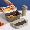 Lancheira de compartimento de estilo nórdico PP lancheira de alimentos leves caixa de frutas selada lancheira de aço inoxidável 304 com talheres