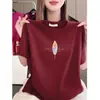 Artículos de Lujo Ligero de Gama Alta~ Camiseta de Manga Corta para Mujer, Cuello Redondo, Estampada, Corte Holgado, Adelgazante, Versátil, Rejuvenecedora, Top Casual Estilo Mamá